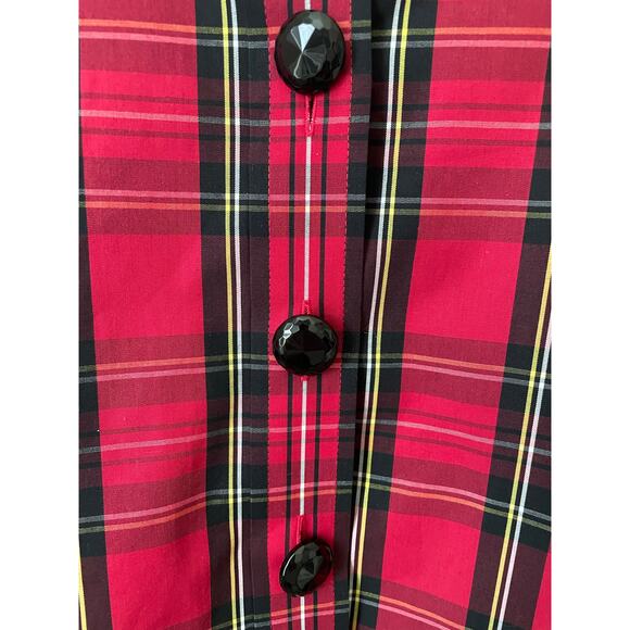 Foxcroft Women's Wrinkle Free Tartan Red Plaid 3/4 Sleeve Blouse Size 10P - Picture 4 of 5